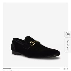 Steve Madden Black Suede Loafers with Gold Accents